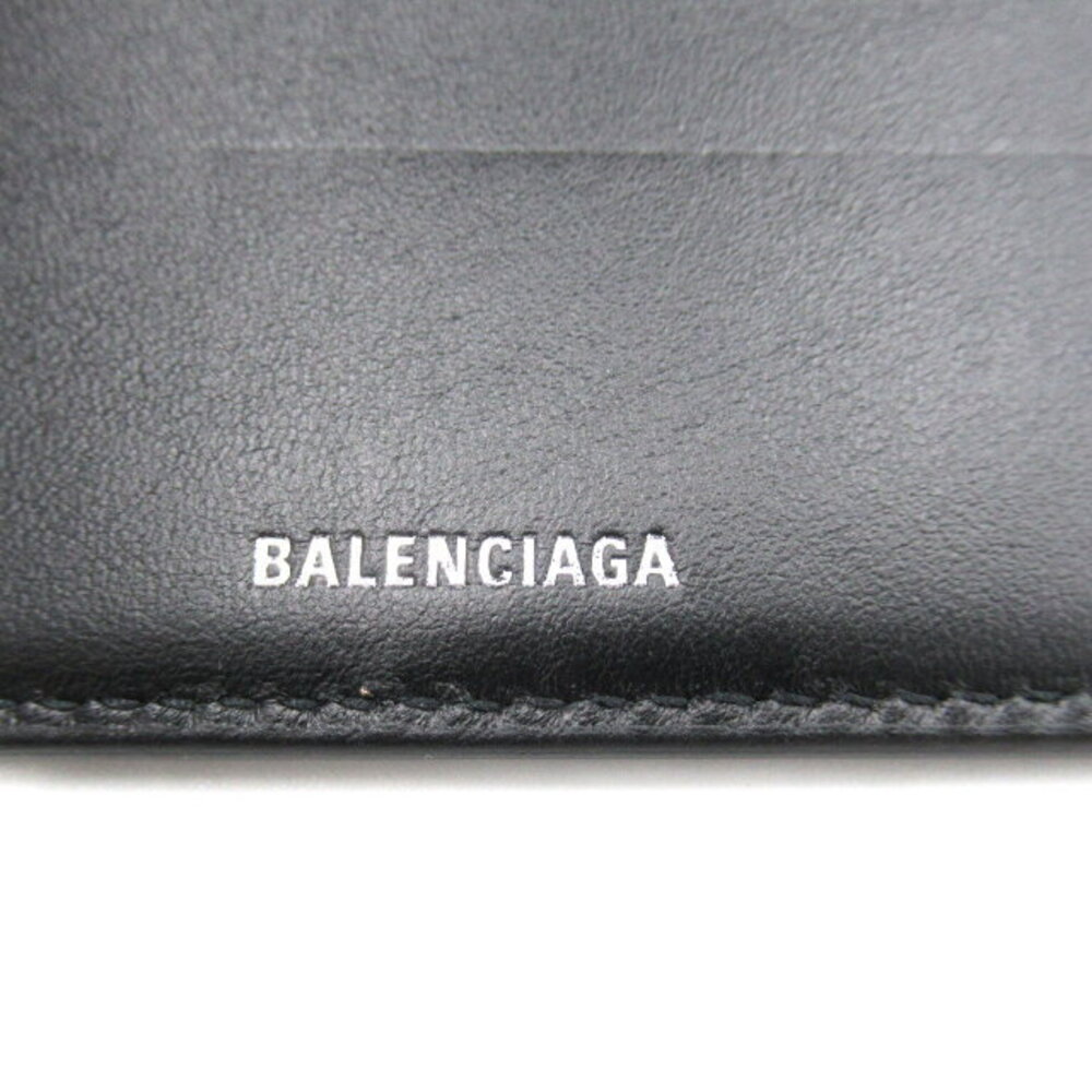 Balenciaga Tri Compact PAPIER Leather Calfskin Wallet Black fold - Picture 9 of 9